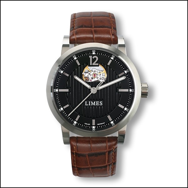 Limes U6017-LA2.4 : Chyros Balancier Visible - Black / brown leather strap