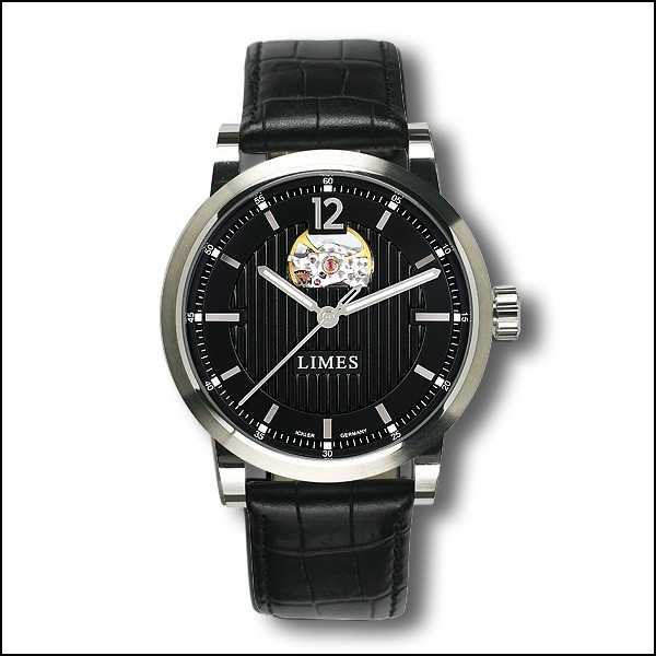 Limes U6017-LA2.6 : Chyros Balancier Visible - Schwarz / schwarzes Lederband (Croco)
