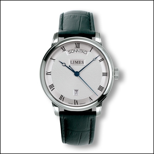 Limes U6282C-LA2.3 : Pharo DayDate - silvered - black leather strap