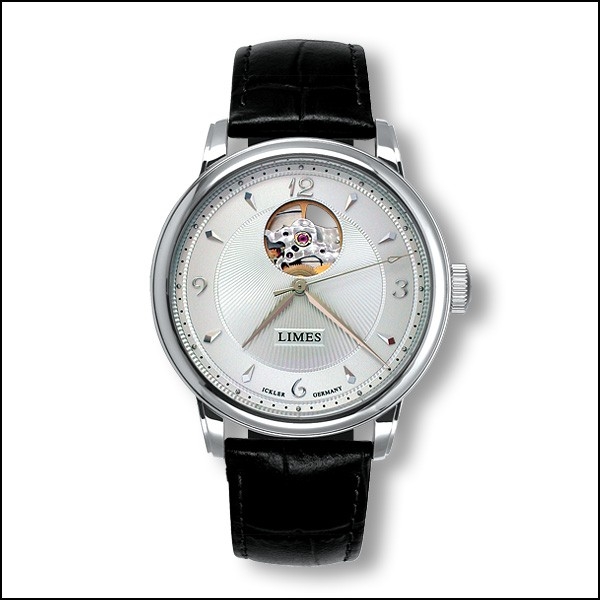 Limes U6282C-LA3.1 : Pharo Open Balance - Silvered / black leather strap