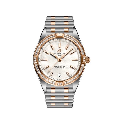 Breitling U77310591A2U1 : Chronomat 32 Stainless Steel / Red Gold - Diamond / MOP / Rouleaux / Boutique Edition