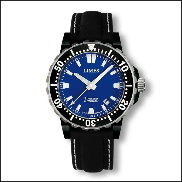 Limes U8787SW-LA2.7 : 1Tausend Automatic PVD Blue - Leather strap