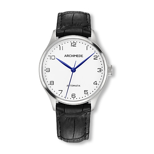 Archimede UA4929-A3.11 : Klassik 36 Stainless Steel / Silver / Black Leather