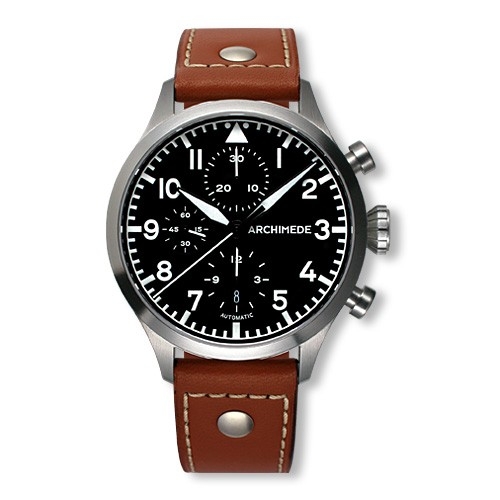 Archimede UA7939-C1.2 : Pilot Chronograph Staineless Steel / Black
