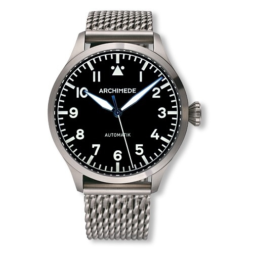 Archimede UA7949BM-A1.1 : Pilot 45 Automatic Stainless Steel / Black / Bracelet