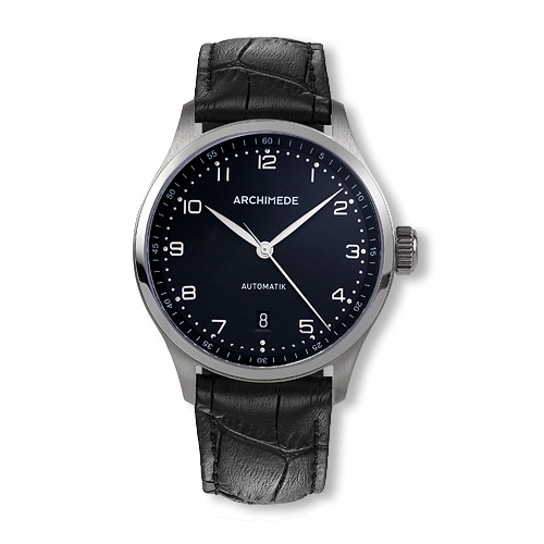 Archimede UA7969-A3.1 : Klassik 39 Stainless Steel / Black / Black Leather