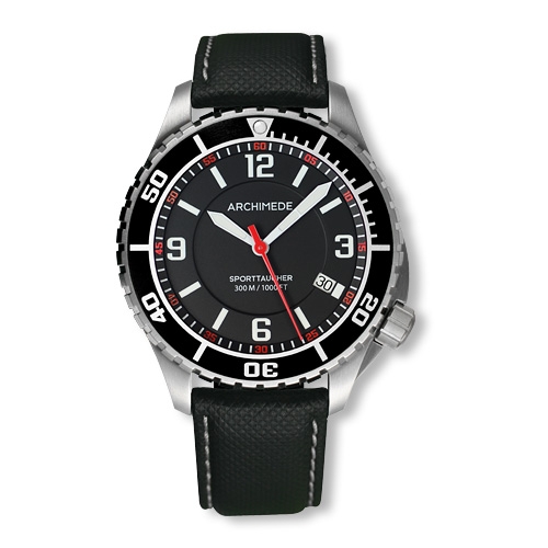Archimede UA8974-TS-A1.5 : SportTaucher Stainless Steel / Black / Black Leather