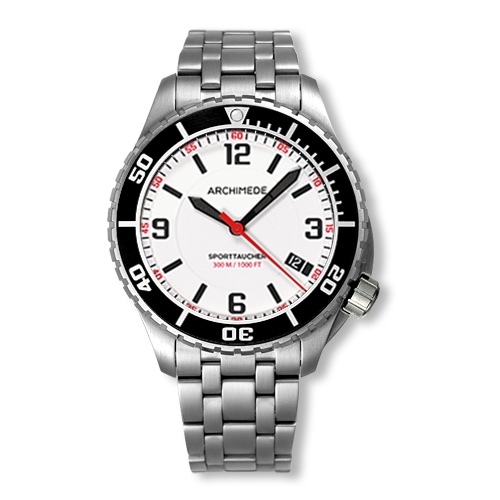 Archimede UA8974B-TS-A3.1 : SportTaucher Stainless Steel / White / Bracelet