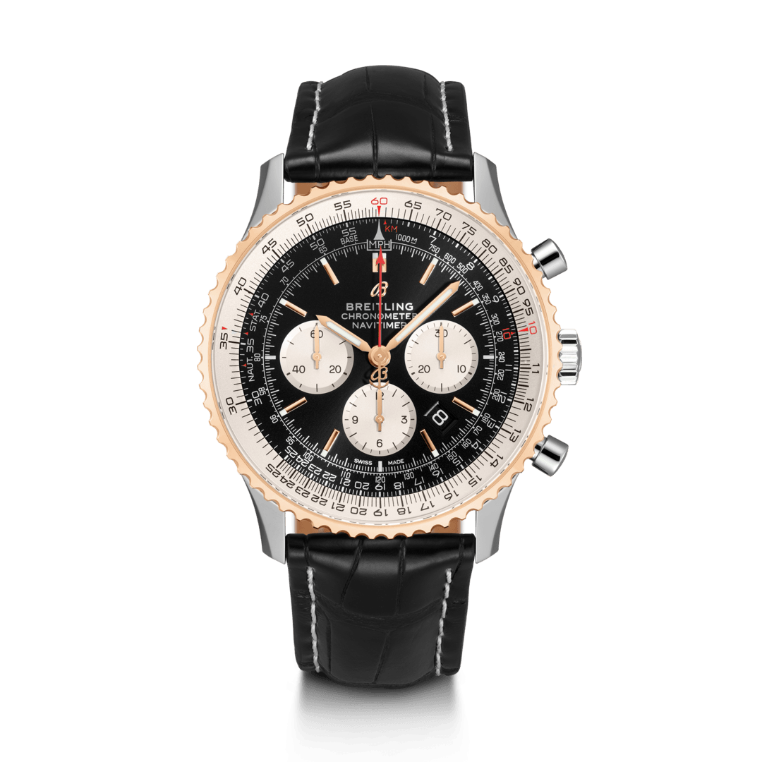 Breitling UB0127211B1P2 : Navitimer 1 B01 Chronograph 46 Stainless Steel / Red Gold / Black / Croco / Folding