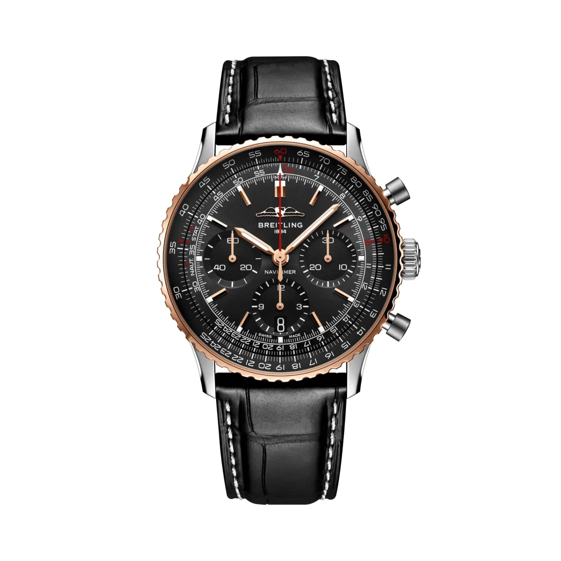 Breitling UB01391A1B1P1 : Navitimer B01 Chronograph 41 Stainless Steel - Red Gold / Japan