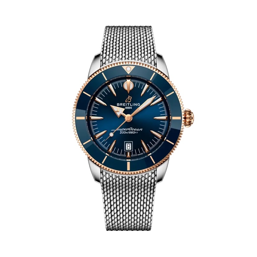 Breitling UB3112161C1A1 : Superocean Heritage B31 Automatic 44 Stainless Steel - Red Gold / Blue / Milanese