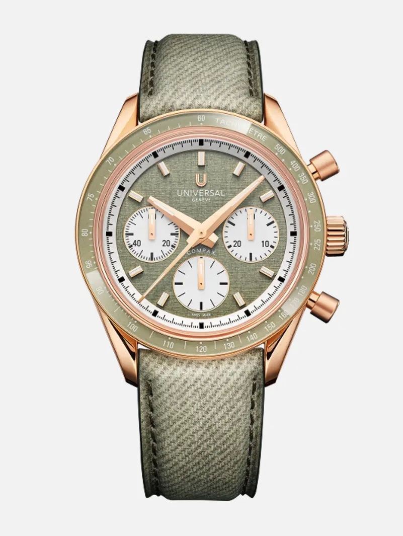 Universal Geneve UGCO006 : Compax Capsule Rose Gold / Sage Green