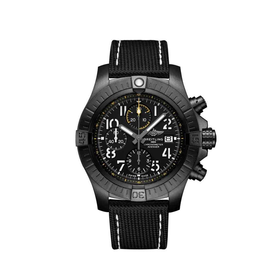 Breitling V13317101B1X2 : Avenger Chronograph 45 Night Mission / Black / Military - Folding