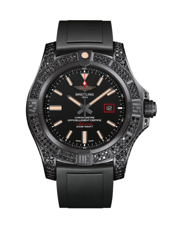 Breitling V17311AU.BD74.134S : Avenger Blackbird 44 Black Titanium / Diamondworks / Volcano Black / Rubber