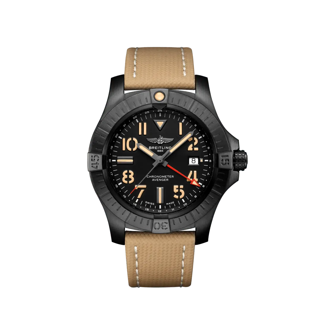 Breitling V32395101B1X1 : Avenger Automatic GMT 45 Night Mission / Black / Military / Pin