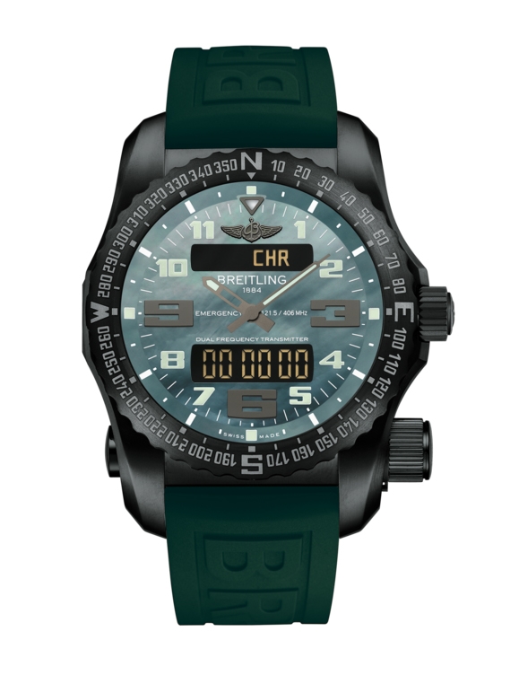 Breitling V7632530/L527/286S/V20DSA.4 : Emergency II Night Mission / Green Mother-of-Pearl / Rubber / Folding
