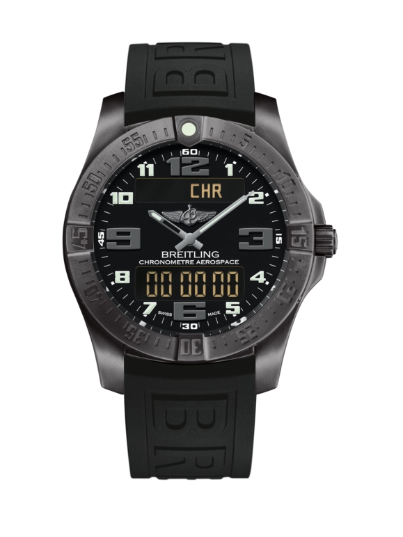 Breitling V7936310/BD60/152S/M20SS.1 : Aerospace Evo Night Mission / Black / Rubber / Pin