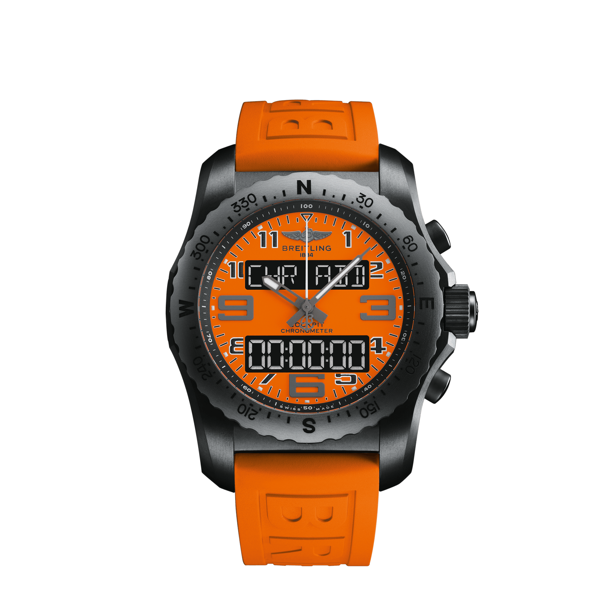 Breitling VB50106A1O1S1 : Cockpit B50 Night Mission / Orange / Rubber / Folding / Orbiter
