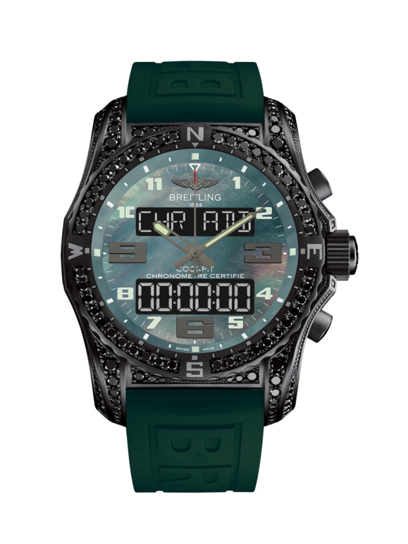 Breitling VB5010AX/L530/292S/V20DSA.4 : Cockpit B50 Night Mission Diamondworks / Green MOP / Rubber / Foldng