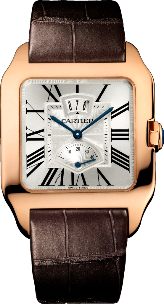 Cartier W2020067 : Santos Dumont 38 Date / Power Reserve Pink Gold / Silver