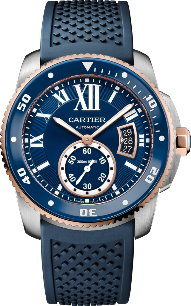 Cartier W2CA0009 : Calibre de Cartier Diver Stainless Steel / Pink Gold / Blue / Rubber