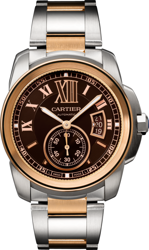 Cartier W7100050 : Calibre de Cartier 42 Stainless Steel / Pink Gold / Chocolate / Bracelet