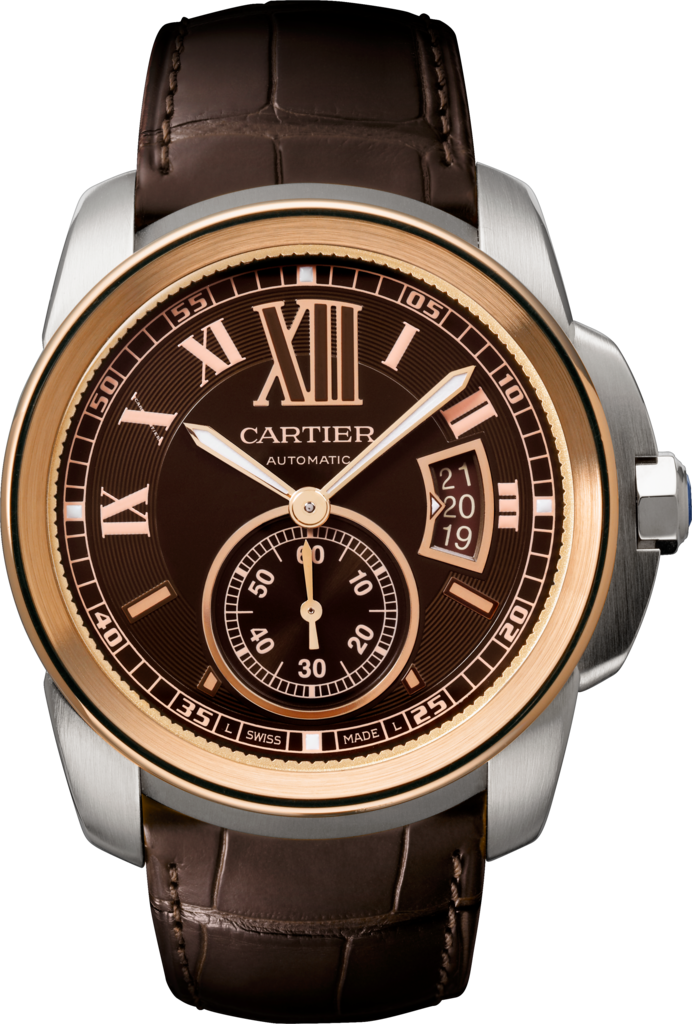 Cartier W7100051 : Calibre de Cartier 42 Stainless Steel / Pink Gold / Chrocolate