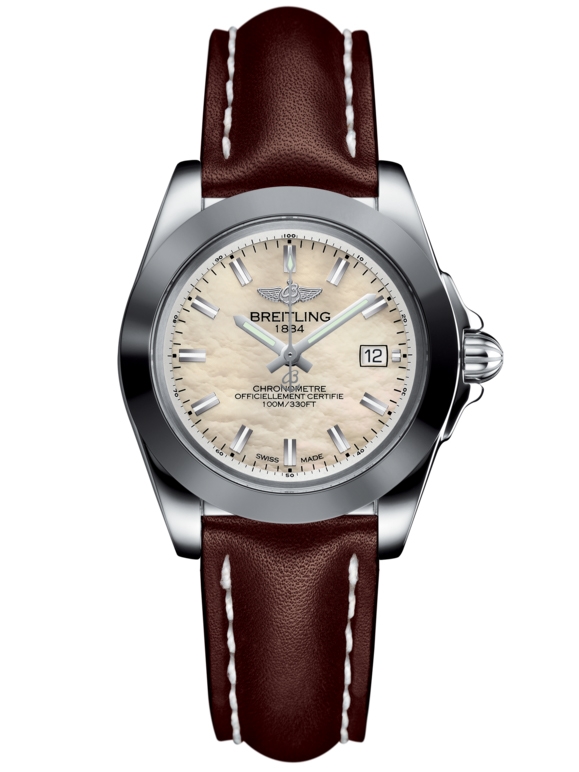 Breitling W7133012/A800/410X/A14BA.1 : Galactic 32 Sleek Edition Stainless Steel / Pearl / Calf