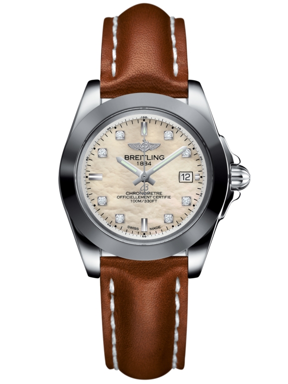 Breitling W7133012/A801/406X/A14BA.1 : Galactic 32 Sleek Edition Stainless Steel / Pearl Diamond / Calf