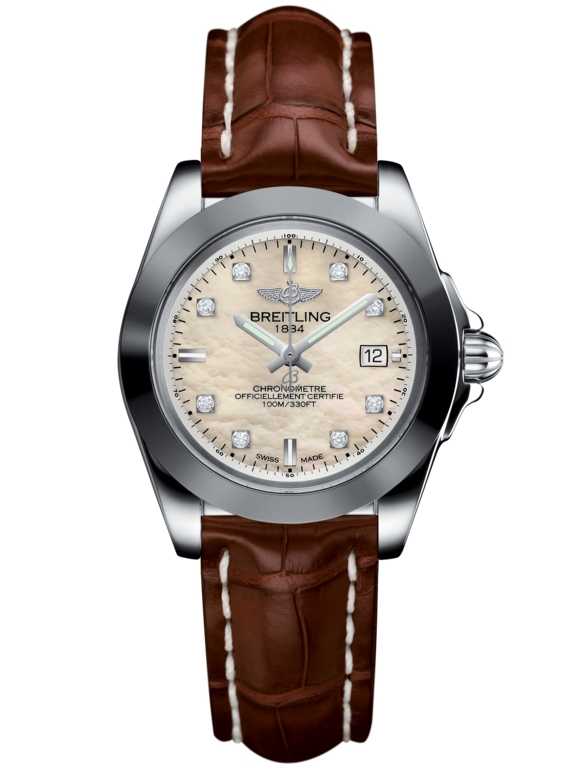 Breitling W7133012/A801/778P/A14BA.1 : Galactic 32 Sleek Edition Stainless Steel / Pearl Diamond / Croco