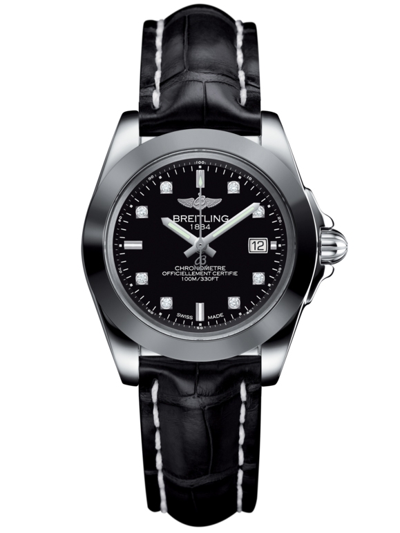Breitling W7133012/BF63/777P/A14BA.1 : Galactic 32 Sleek Edition Stainless Steel / Trophy Black Diamond / Croco