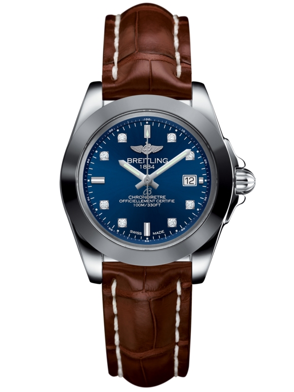 Breitling W7133012/C966/778P/A14BA.1 : Galactic 32 Sleek Edition Stainless Steel / Horizon Blue Diamond / Croco