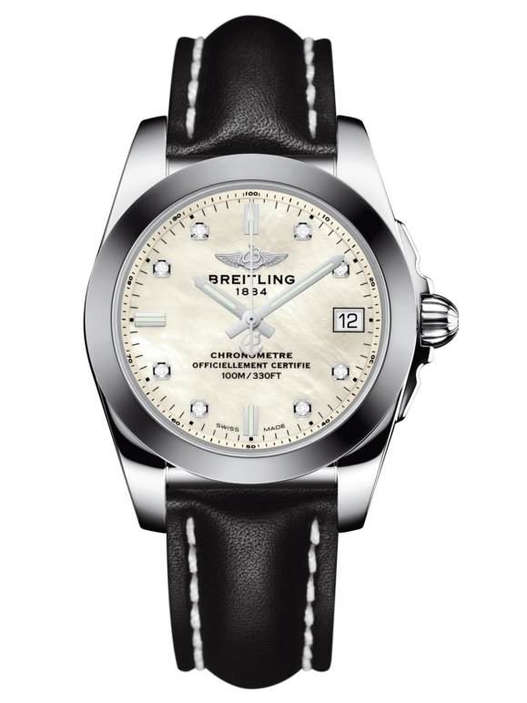 Breitling W7433012.A780.414X : Galactic 36 Stainless Steel / SleekT / Pearl Diamond / Calf