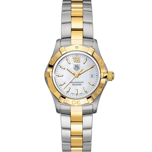 TAG Heuer WAF1424.BB0825 : Aquaracer 300M Quartz 27 Stainless Steel / Yellow Gold / MOP / Bracelet