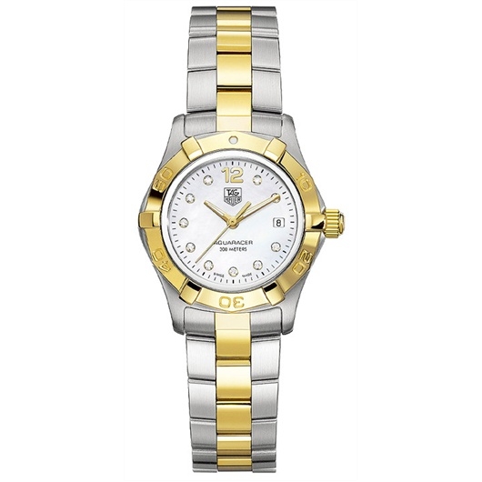 TAG Heuer WAF1425.BA0825 : Aquaracer 300M Quartz 27 Stainless Steel / Yellow Gold / MOP - Diamond / Bracelet