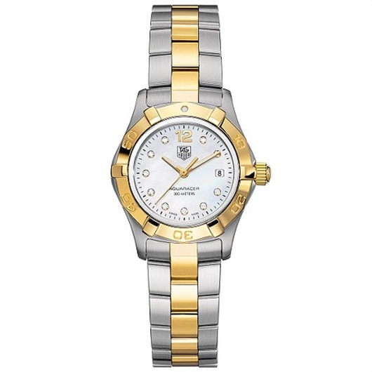 TAG Heuer WAF1425.BB0814 : Aquaracer 300M Quartz 27 Stainless Steel / Yellow Gold / MOP - Diamond / Bracelet