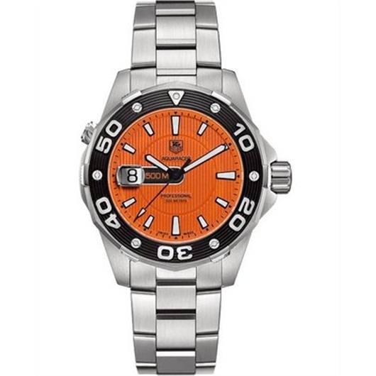 TAG Heuer WAJ1113.BA0870 : Aquaracer 500M Quartz 43 Stainless Steel / Orange / Bracelet