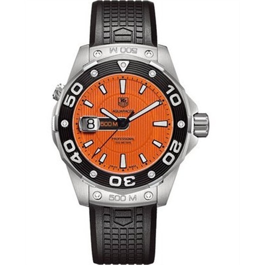 TAG Heuer WAJ1113.FT6015 : Aquaracer 500M Quartz 43 Stainless Steel / Orange / Rubber