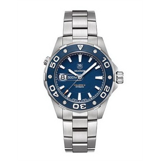 TAG Heuer WAJ2112.BA0870 : Aquaracer 500M Calibre 5 43 Stainless Steel / Blue / Bracelet