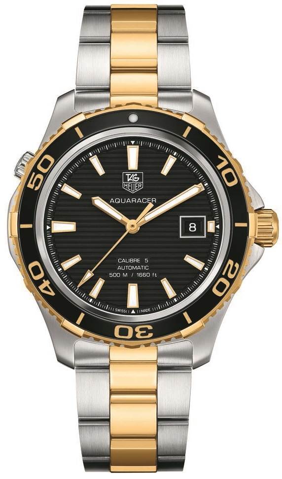 TAG Heuer WAK2122.BB0835 : Aquaracer 500M Calibre 5 41 Stainless Steel / Yellow Gold / Black / Bracelet