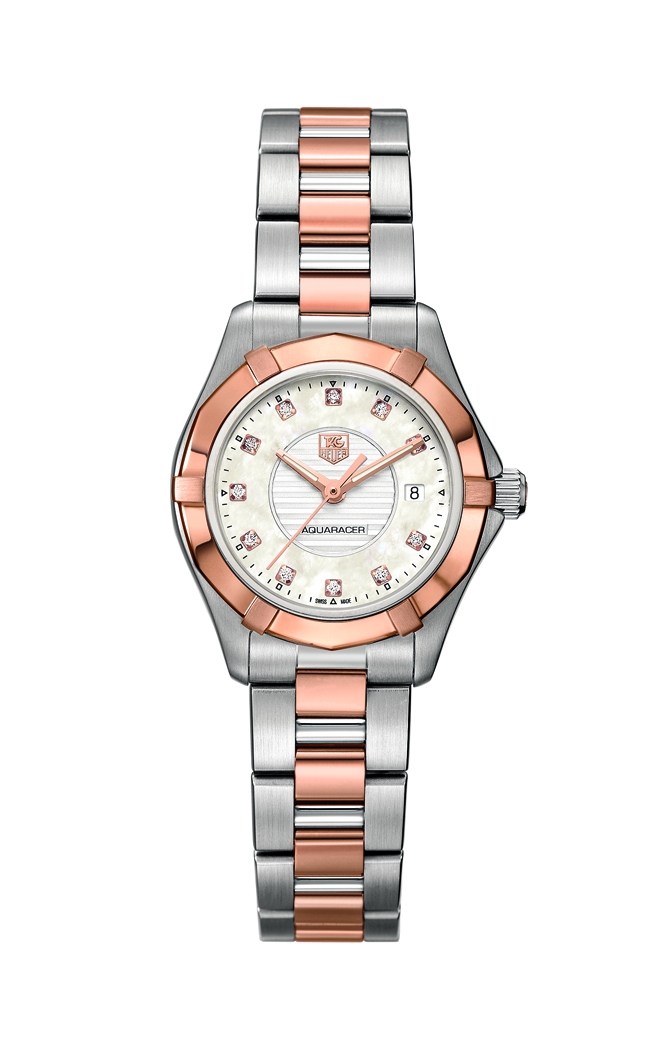 TAG Heuer WAP1451.BD0837 : Aquaracer 300M Quartz 27 Stainless Steel / Rose Gold / MOP - Diamond / Bracelet
