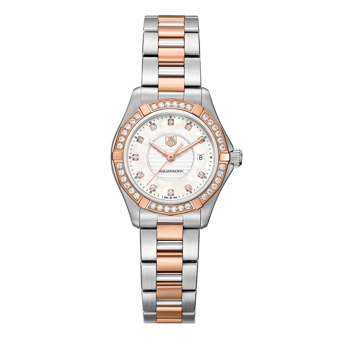 TAG Heuer WAP1452.BD0837 : Aquaracer 300M Quartz 27 Stainless Steel / Rose Gold / Diamond / Silver / Bracelet