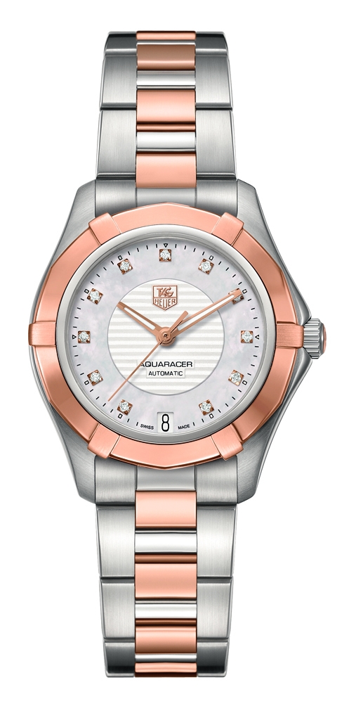TAG Heuer WAP2351.BD0838 : Aquaracer 200M Calibre 5 34 Stainless Steel / Rose Gold / Silver / Bracelet