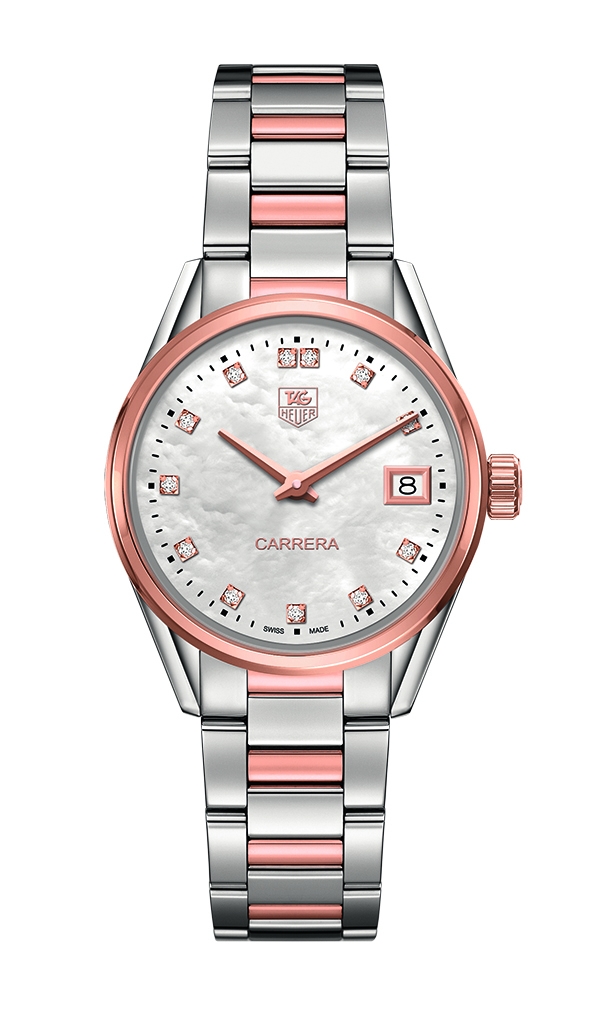 TAG Heuer WAR1352.BD0774 : Carrera Lady Quartz 32 Stainless Steel / Rose Gold / MOP - Diamond / Bracelet