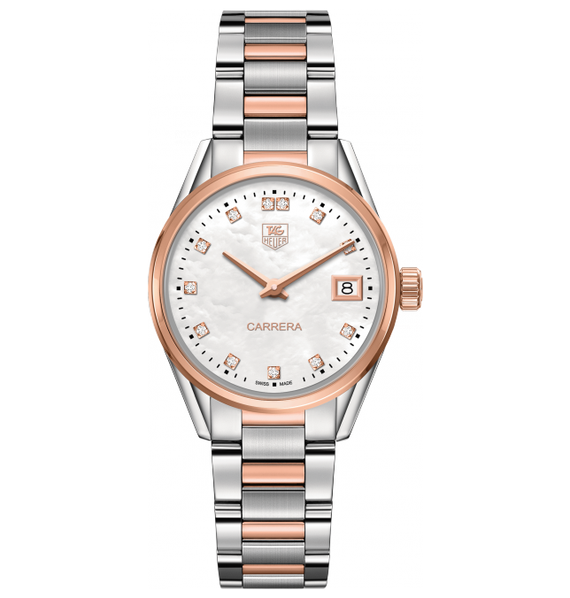 TAG Heuer WAR1352.BD0779 : Carrera Lady Quartz 32 Stainless Steel / Rose Gold / MOP - Diamond / Bracelet