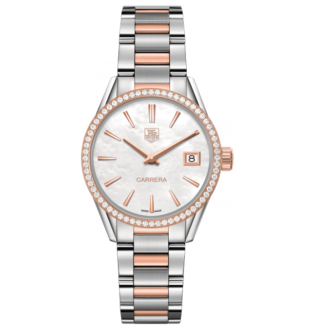 TAG Heuer WAR1353.BD0779 : Carrera Lady Quartz 32 Stainless Steel / Rose Gold / Diamond / MOP / Bracelet