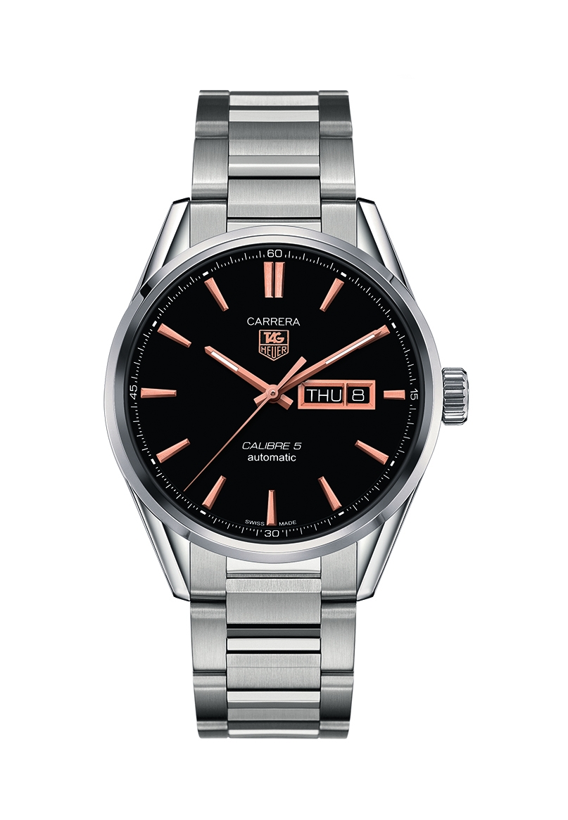 TAG Heuer WAR201C.BA0723 : Carrera Calibre 5 Day Date Stainless Steel / Black / Bracelet