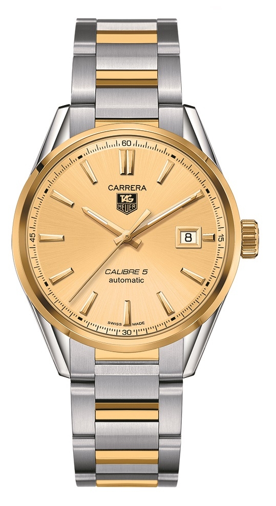 TAG Heuer WAR215A.BD0783 : Carrera Calibre 5 39 Stainless Steel / Yellow Gold / Champagne / Bracelet