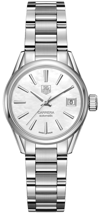 TAG Heuer WAR2411.BA0776 : Carrera Calibre 9 28 Stainless Steel / MOP / Bracelet