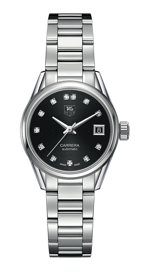 TAG Heuer WAR2413.BA0770 : Carrera Calibre 9 28 Stainless Steel / Black - Diamond / Bracelet